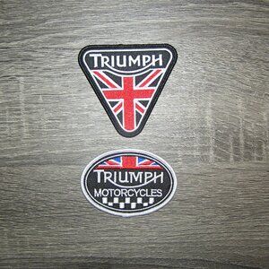 (2) Lot of Triumph Motorcycle Embroidered Iron On Patches